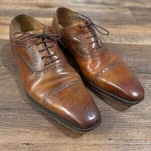 Magnanni Men's Oxford Dress Shoes Brown Brogue Cap Toe Lace Up Size 11.5 READ